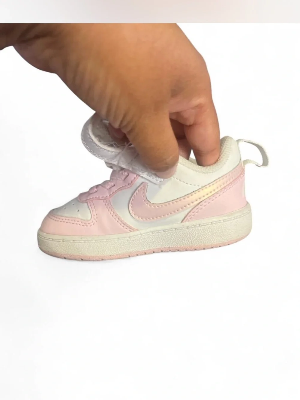 Nike Kids Pink and White Hook-and-Loop Sneakers